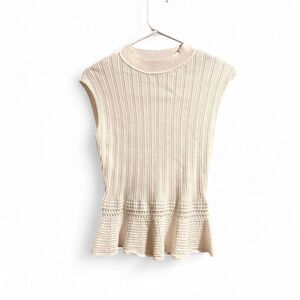 WHBM Women's Cream and Tan Blouse